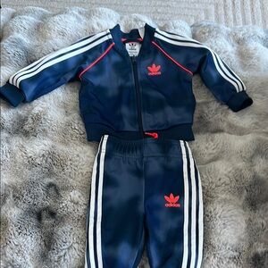 Adidas Navy Tracksuit with Red Accents